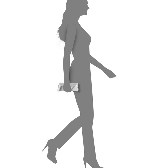 Nina Crystal Flap Mirror Metallic Patent Clutch Bag - Silver - Picture 2 of 8